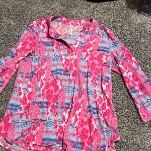 Vibrant Pink and Blue Women's Top non wrinkle